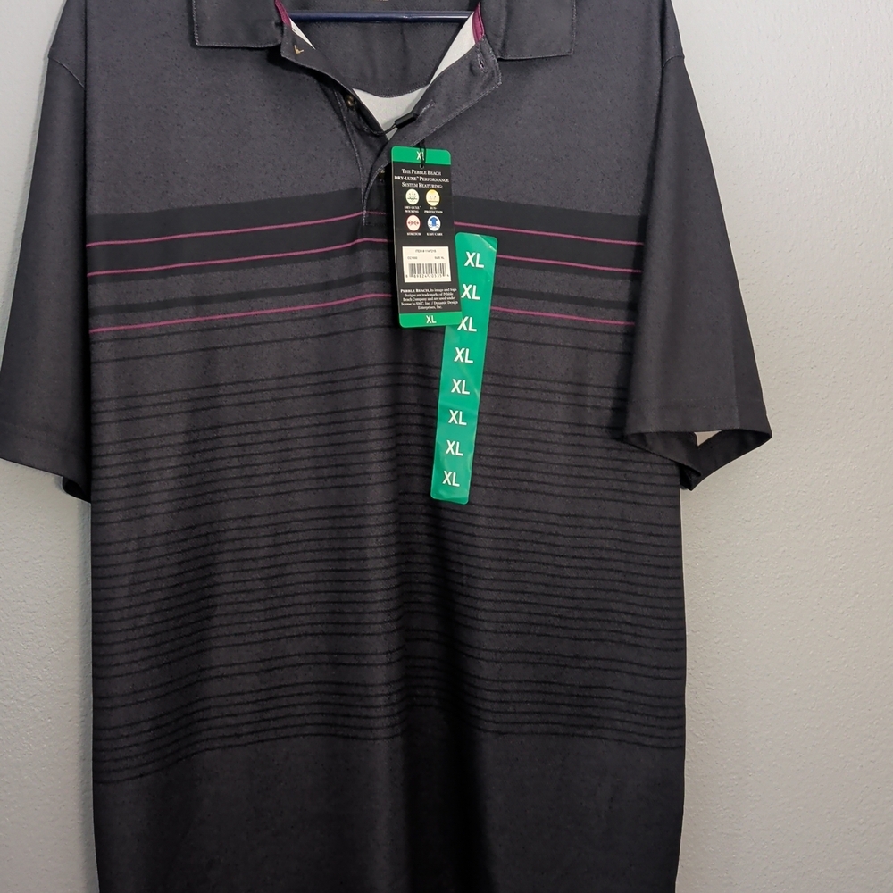 Pebble Beach Black‎ Polo with Pink Accents